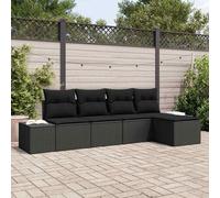 vidaXL Set Divano da Giardino con cuscino 5 pcs Nero polyrattan