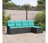 vidaXL Set Divano da Giardino con cuscino 5 pcs Poly Rattan, Arredamento Giardino e Terrazzo, Set Moderno, Divano Resistente, Leggero e Ideale per Relax