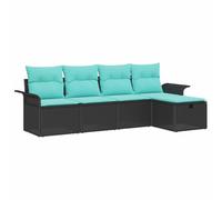 vidaXL Set Divano da Giardino con cuscino 5 pcs Poly Rattan, Arredamento Giardino e Terrazzo, Set Moderno, Divano Resistente, Leggero e Ideale per Relax