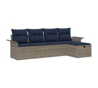 vidaXL Set Divano da Giardino con cuscino 5 pcs Poly Rattan, Arredamento Giardino e Terrazzo, Set Moderno, Divano Resistente, Leggero e Ideale per Relax