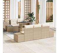 vidaXL Set Divano da Giardino con cuscino 6 pcs Beige e Crema