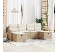 vidaXL Set Divano da Giardino con cuscino 6 pcs Beige Poly Rattan