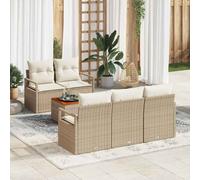 vidaXL Set Divano da Giardino con cuscino 6 pcs Beige Poly Rattan