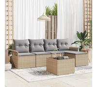 vidaXL Set Divano da Giardino con cuscino 6 pcs Beige Poly Rattan