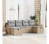 vidaXL Set Divano da Giardino con cuscino 6 pcs Beige Poly Rattan