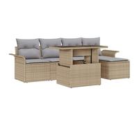 vidaXL Set Divano da Giardino con cuscino 6 pcs Beige Poly Rattan