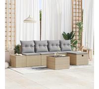 vidaXL Set Divano da Giardino con cuscino 6 pcs Beige Poly Rattan