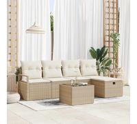 vidaXL Set Divano da Giardino con cuscino 6 pcs Beige Poly Rattan