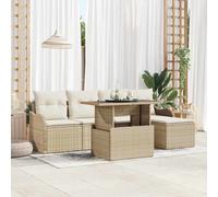 vidaXL Set Divano da Giardino con cuscino 6 pcs Beige Poly Rattan