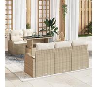 vidaXL Set Divano da Giardino con cuscino 6 pcs Beige Poly Rattan