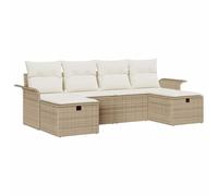 vidaXL Set di Divano Giardino a 6 Pezzi con Cuscini Beige Panna Design modulare Resistente ai Raggi UV Seduta Patio Balcone Divano Contemporaneo Mobili sezionali Rattan Cuscino