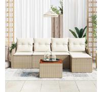 vidaXL Set Divano da Giardino con cuscino 6 pcs Beige polyrattan