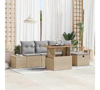 vidaXL Set Divano da Giardino con cuscino 6 pcs Beige polyrattan