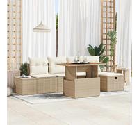 vidaXL Set Divano da Giardino con cuscino 6 pcs Beige polyrattan
