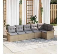 vidaXL Set Divano da Giardino con cuscino 6 pcs Beige polyrattan