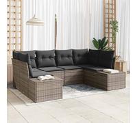 vidaXL Set Divano da Giardino con cuscino 6 pcs Grigio Poly Rattan