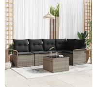 vidaXL Set Divano da Giardino con cuscino 6 pcs Grigio Poly Rattan