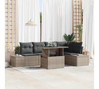 vidaXL Set Divano da Giardino con cuscino 6 pcs Grigio Poly Rattan
