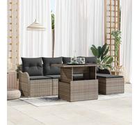 vidaXL Set Divano da Giardino con cuscino 6 pcs Grigio Poly Rattan