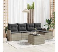 vidaXL Set Divano da Giardino con cuscino 6 pcs Grigio Poly Rattan