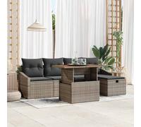 vidaXL Set Divano da Giardino con cuscino 6 pcs Grigio polyrattan