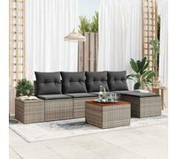 vidaXL Set Divano da Giardino con cuscino 6 pcs Grigio polyrattan