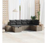 vidaXL Set Divano da Giardino con cuscino 6 pcs Grigio polyrattan
