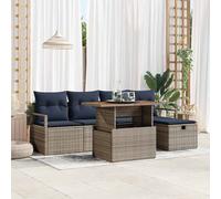 vidaXL Set Divano da Giardino con cuscino 6 pcs Grigio polyrattan