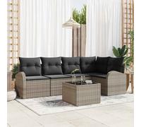 vidaXL Set Divano da Giardino con cuscino 6 pcs Grigio polyrattan