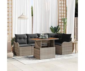 vidaXL Set Divano da Giardino con cuscino 6 pcs Grigio polyrattan