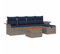 vidaXL Set Divano da Giardino con cuscino 6 pcs Grigio polyrattan, Divano modulare moderno, leggero e resistente, perfetto per giardino e terrazza, con spazio per riporre