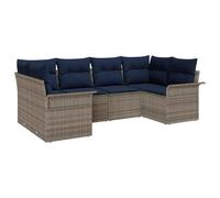 vidaXL Set Divano da Giardino con cuscino 6 pcs Grigio polyrattan