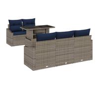 vidaXL Set Divano da Giardino con cuscino 6 pcs Grigio polyrattan, Set di divani modulari da giardino, leggeri, in rattan, cuscini resistenti ai raggi UV, spazi per riporre, eleganti posti a sedere