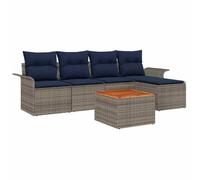 vidaXL Set Divano da Giardino con cuscino 6 pcs Grigio polyrattan, Sofa da giardino moderno, resistente, modulare, anti-UV, per relax all'aperto, design per vostro patio