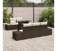 vidaXL Set Divano da Giardino con cuscino 6 pcs Marrone e Crema