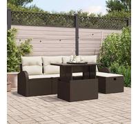 vidaXL Set Divano da Giardino con cuscino 6 pcs Marrone Poly Rattan