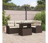 vidaXL Set Divano da Giardino con cuscino 6 pcs Marrone Poly Rattan