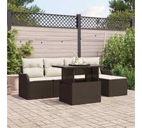 vidaXL Set Divano da Giardino con cuscino 6 pcs Marrone Poly Rattan