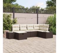 vidaXL Set Divano da Giardino con cuscino 6 pcs Marrone Poly Rattan