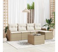 vidaXL Set Divano da Giardino con cuscino 6 pcs Marrone Poly Rattan