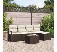 vidaXL Set Divano da Giardino con cuscino 6 pcs Marrone Poly Rattan