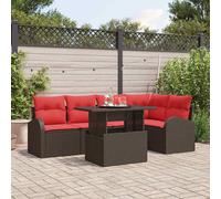 vidaXL Set Divano da Giardino con cuscino 6 pcs Marrone Poly Rattan