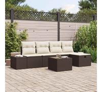 vidaXL Set Divano da Giardino con cuscino 6 pcs Marrone Poly Rattan