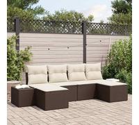 vidaXL Set Divano da Giardino con cuscino 6 pcs Marrone polyrattan