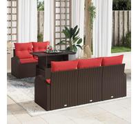 vidaXL Set Divano da Giardino con cuscino 6 pcs Marrone polyrattan, Set di mobili da giardino e terrazzo, divano modulare in rattan, resistente e impermeabile