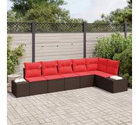 vidaXL Set Divano da Giardino con cuscino 6 pcs Marrone polyrattan, Set divano modulare da giardino e terrazza, seduta resistente, rattan moderno, lounge rilassante per il tuo spazio