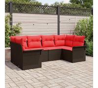 vidaXL Set Divano da Giardino con cuscino 6 pcs Marrone polyrattan, Set di divani modulari da giardino, arredo esterno duraturo, leggero, resistente ai raggi UV, perfetto per il patio