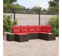 vidaXL Set Divano da Giardino con cuscino 6 pcs Marrone polyrattan, Giardino e terrazza, divano moderno, arredo esterno resistente, moduli UV, comodo lounge in rattan, divano patio