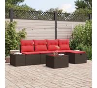 vidaXL Set Divano da Giardino con cuscino 6 pcs Marrone polyrattan