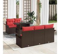 vidaXL Set Divano da Giardino con cuscino 6 pcs Marrone polyrattan